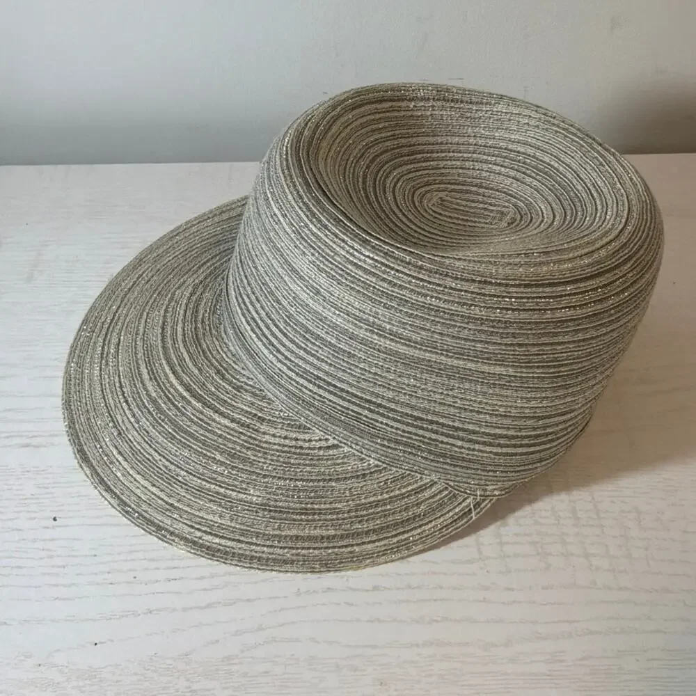 August Hat Company Metallic Silver Gray Straw Sun Hat